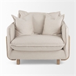 Mercana Roy II Cream Fabric Wood Arm Chair in Brown