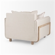 Mercana Roy II Cream Fabric Wood Arm Chair in Brown