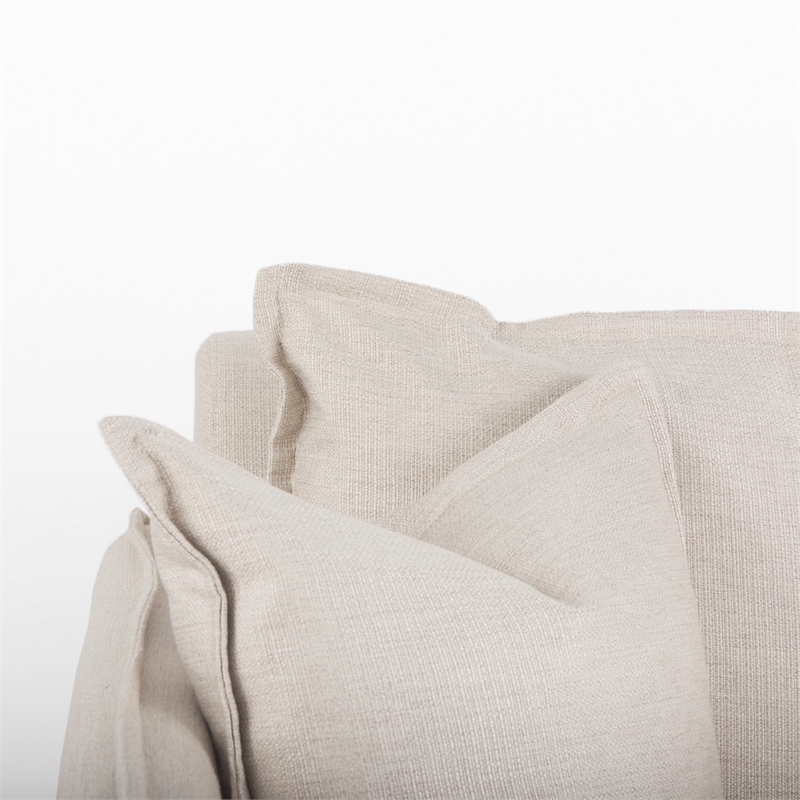 Mercana Roy II Cream Fabric Wood Arm Chair in Brown