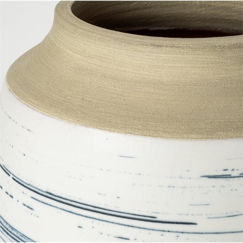 Mercana Sonnett Short White/Blue Ceramic Decorative Vase