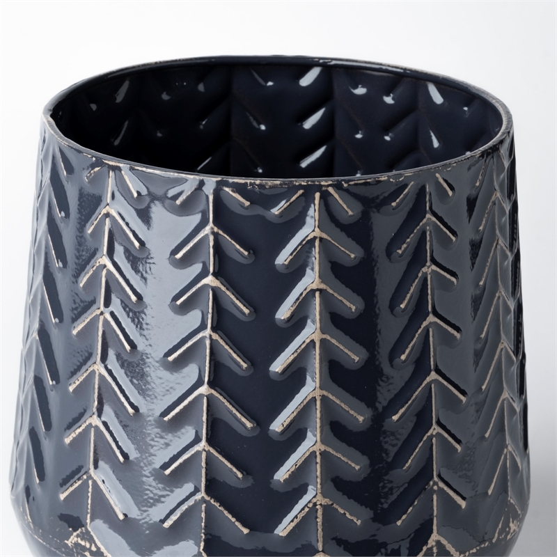 Mercana Gemma I Ceramic Glossy Dark Blue Chevron Decorative Vase