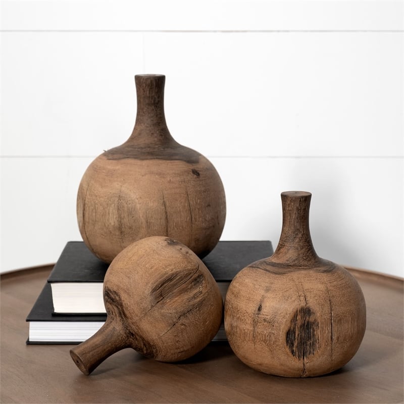 Mercana Afra Medium Brown Solid Wood Vase Shaped Decorative Object