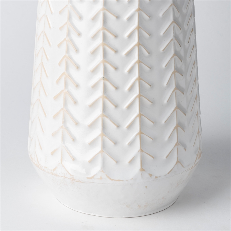 Mercana Gemma II Ceramic Glossy White Chevron Decorative Vase