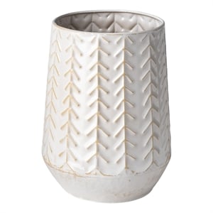 Mercana Gemma II Ceramic Glossy White Chevron Decorative Vase