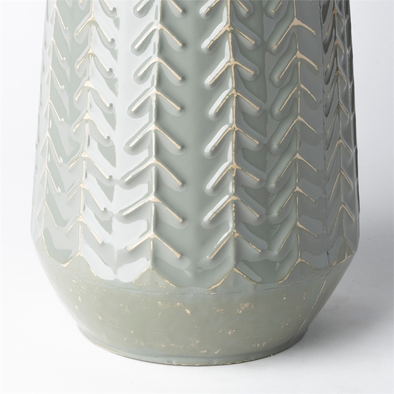 Mercana Gemma III Ceramic Glossy Green/Gray Chevron Vase