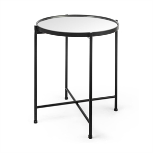 Samantha (Small) Black Metal with Mirrored Top  Accent Table