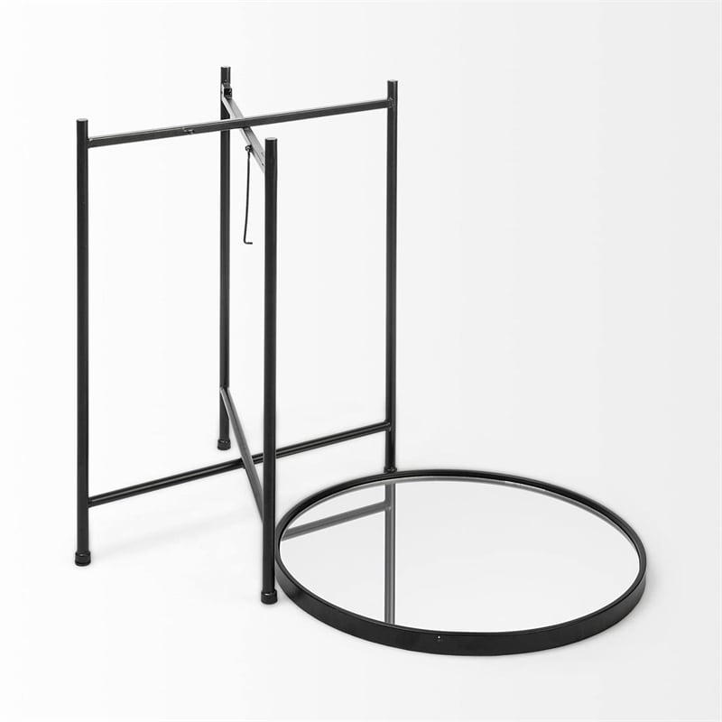 Samantha (Small) Black Metal with Mirrored Top  Accent Table