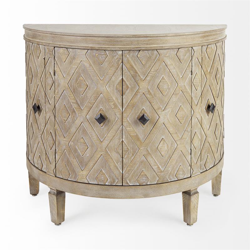 Lennon 39L x 19W Beige 4 Door Demilune Wood Decorative Accent Cabinet ...