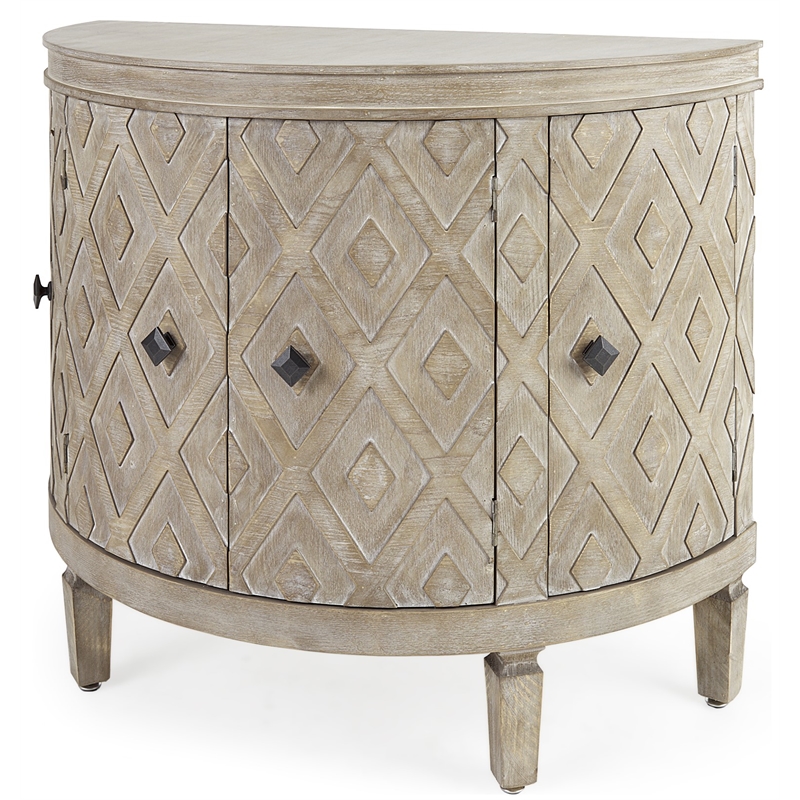 Lennon 39L x 19W Beige 4 Door Demilune Wood Decorative Accent Cabinet ...