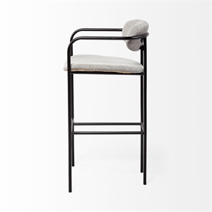Mercana Parker Frost Gray Fabric Seat Black Bar Stool