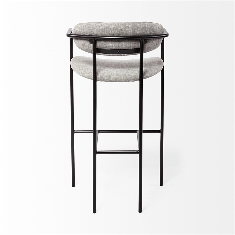 Mercana Parker Frost Gray Fabric Seat Black Bar Stool