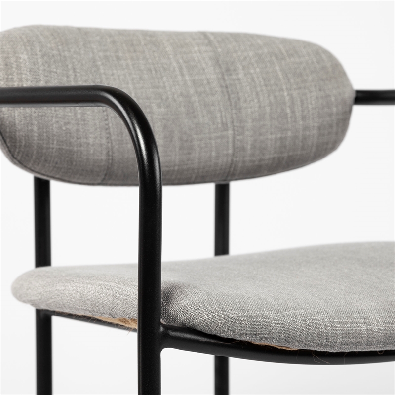 Mercana Parker Frost Gray Fabric Seat Black Bar Stool