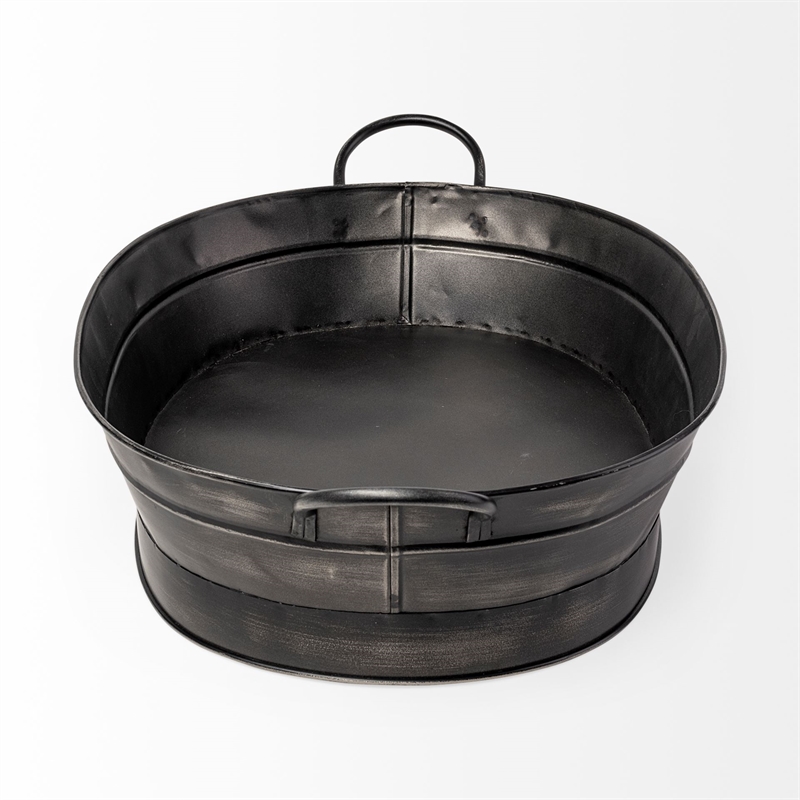 Mercana Reno 20L x 14W Black Metal Vintage Inspired Basket