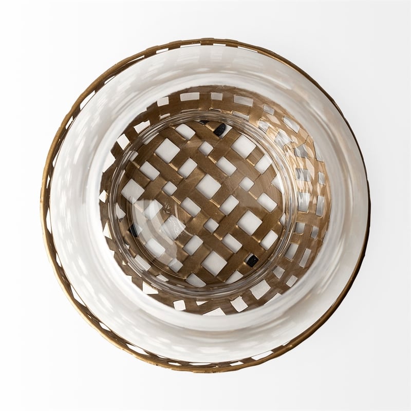 Reena II Large Gold Woven Metal Base Table Candle Holder