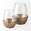 Reena I Small Gold Woven Metal Base Table Candle Holder