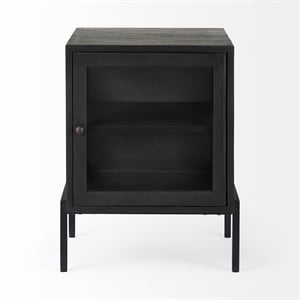 Mercana Arelius Dark Brown Wood W/ Black Metal Frame End/Side Table