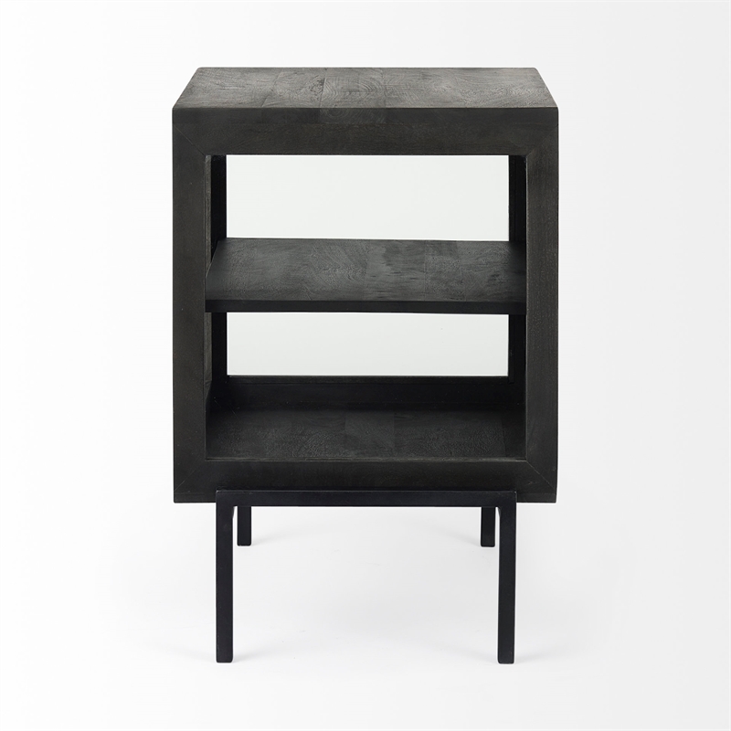 Mercana Arelius Dark Brown Wood W/ Black Metal Frame End/Side Table