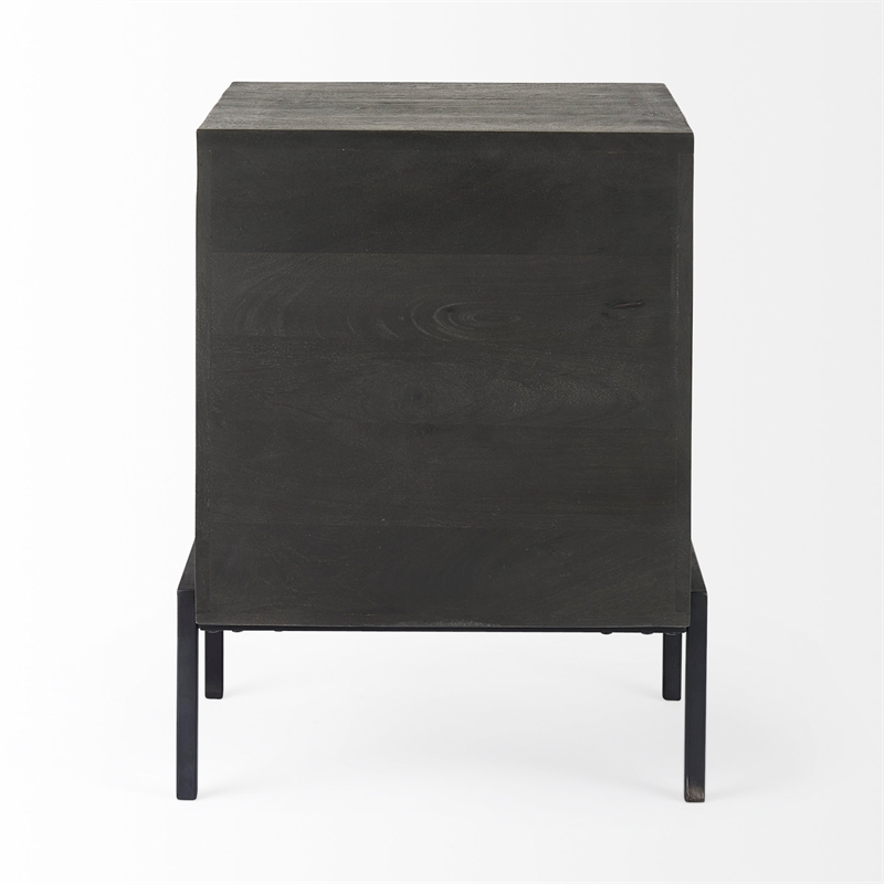Mercana Arelius Dark Brown Wood W/ Black Metal Frame End/Side Table