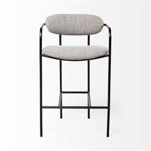 Parker Gray Fabric Seat Black Metal Counter Stool