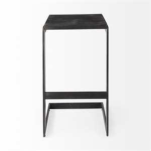 Kiran 18L x 17W x 30H Black Wood w/Brushed Metal Frame Bar Stool