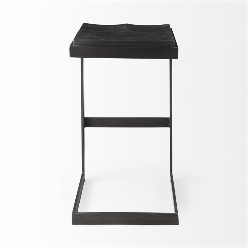Kiran 18L x 17W x 30H Black Wood w/Brushed Metal Frame Bar Stool