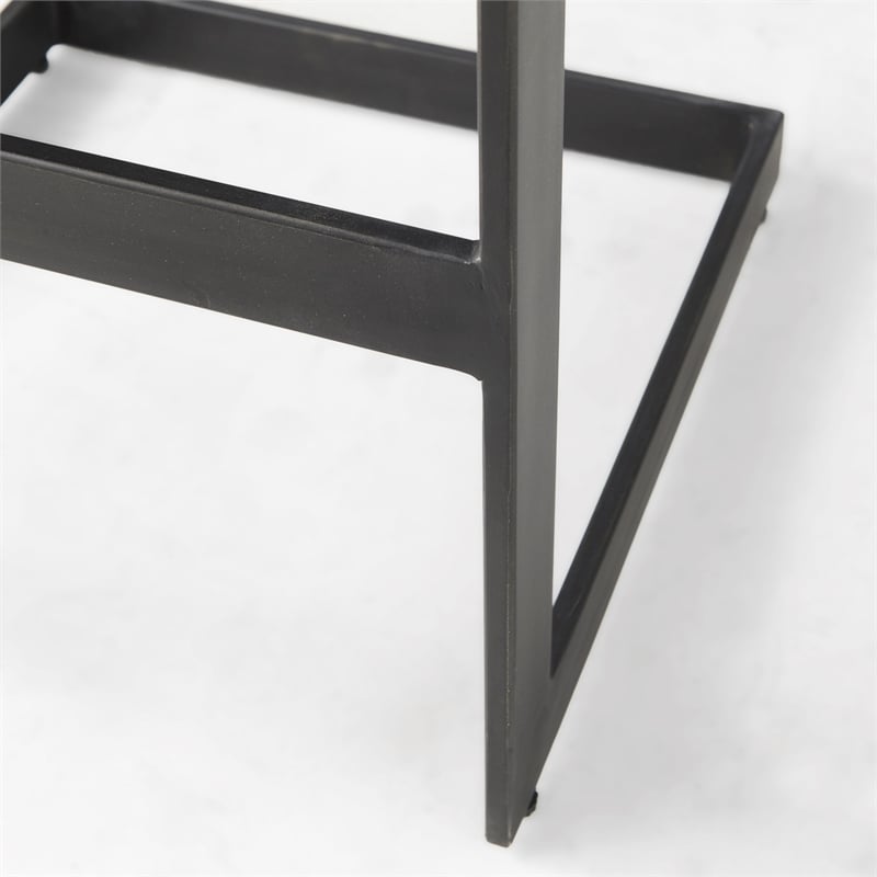 Kiran 18L x 17W x 30H Black Wood w/Brushed Metal Frame Bar Stool