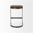 Tyson 17L x 18W x 28H Dark Brown Leather W/Gun Metal Gray Base Stool