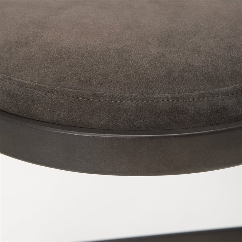 Tyson 17L x 18W x 28H Dark Brown Leather W/Gun Metal Gray Base Stool