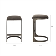 Tyson 17L x 18W x 28H Dark Brown Leather W/Gun Metal Gray Base Stool