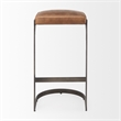 Tyson 17L x 18W x 31H Medium Brown  Leather  W/Gun Metal Gray Base Stool