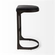 Tyson 17L x 18W x 31H Black Leather W/Gunmetal Gray Base Stool