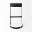 Tyson 17L x 18W x 31H Black Leather W/Gunmetal Gray Base Stool