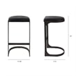 Tyson 17L x 18W x 31H Black Leather W/Gunmetal Gray Base Stool