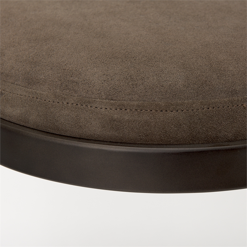 Tyson 17L x 18W x 31H Dark Brown Leather W/Gunmetal Base Stool