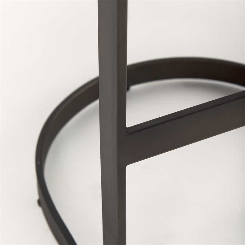 Tyson 17L x 18W x 31H Dark Brown Leather W/Gunmetal Base Stool