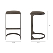 Tyson 17L x 18W x 31H Dark Brown Leather W/Gunmetal Base Stool