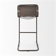 Berbick 21L x 25W x 42H Dark Brown Leather W/ Gun Metal Gray Frame Stool