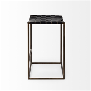 Clarissa 18.0L x 16.0W x 26.0H Black Woven Leather W/Metal Frame Stool