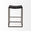 Clarissa 18.0L x 16.0W x 26.0H Black Woven Leather W/Metal Frame Stool
