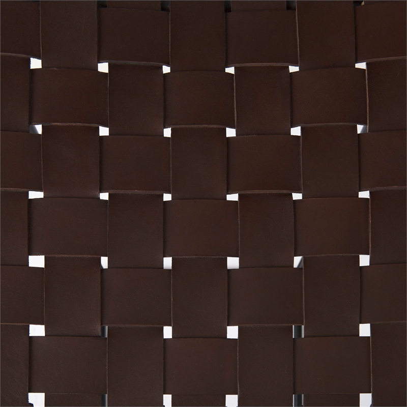 Clarissa 18.0L x 16.0W x 30.0H Dark Brown Woven Leather W/Black Iron Frame Stool
