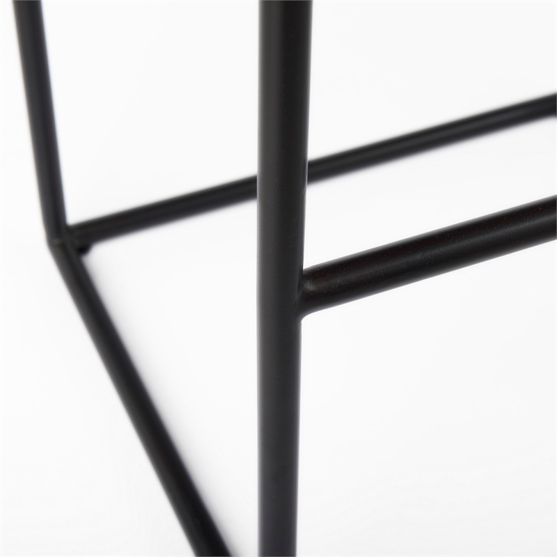 Clarissa 18.0L x 16.0W x 30.0H Dark Brown Woven Leather W/Black Iron Frame Stool