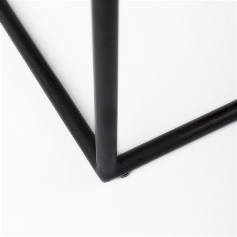 Clarissa 18.0L x 16.0W x 30.0H Dark Brown Woven Leather W/Black Iron Frame Stool