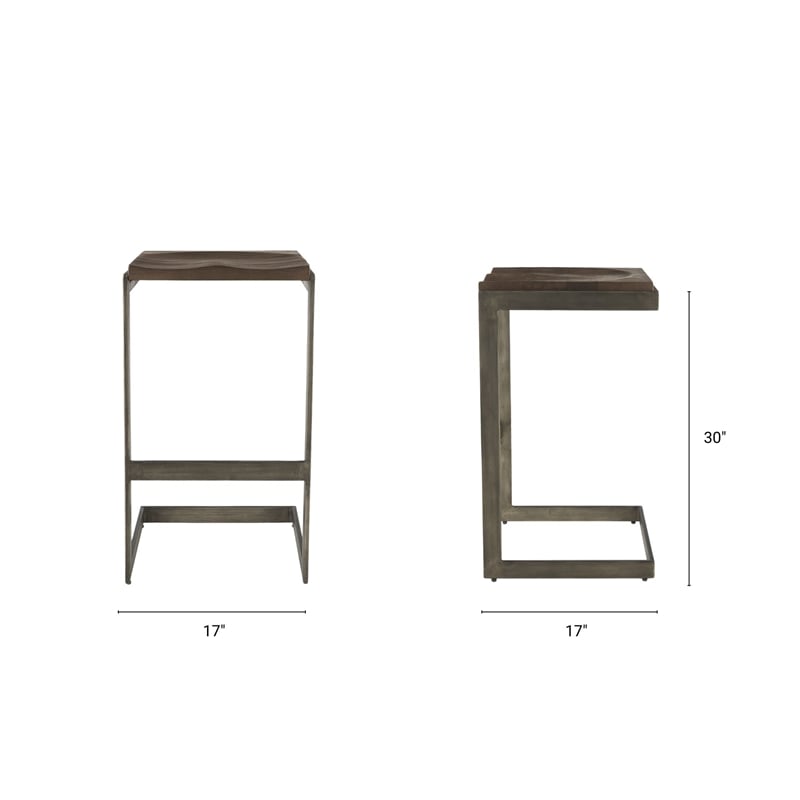 Kiran 18L x 17W x 30H Medium Brown Wood Bar Stool