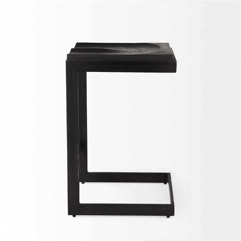 Kiran 18L x 17W x 26H Black Wood Counter Stool