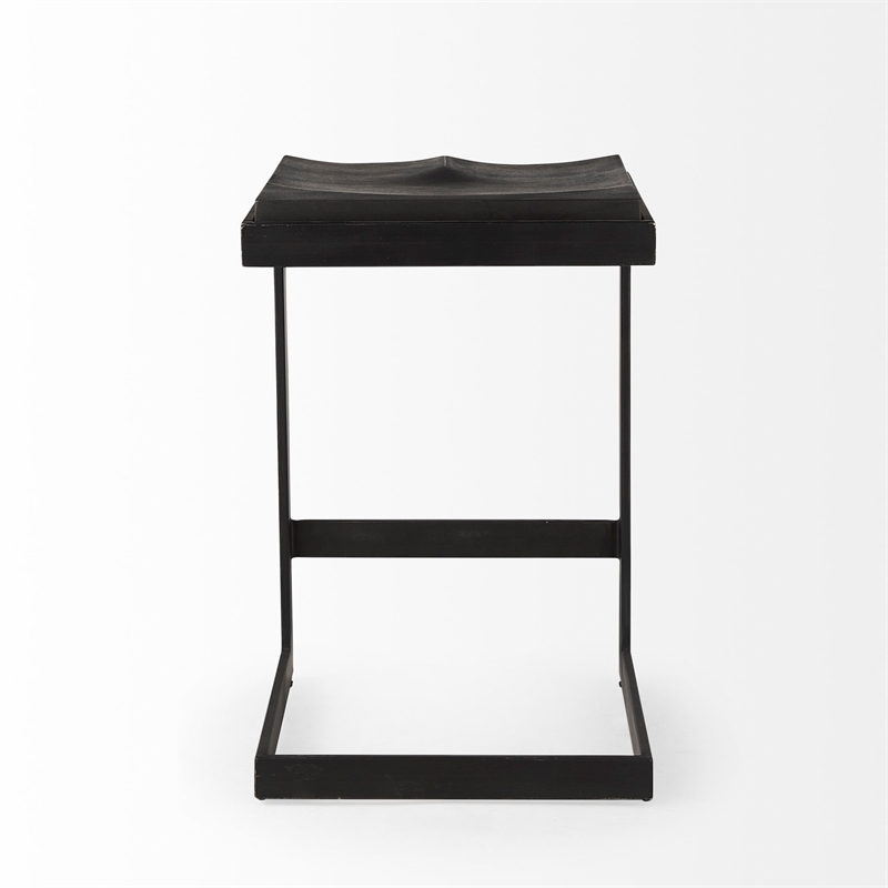 Kiran 18L x 17W x 26H Black Wood Counter Stool