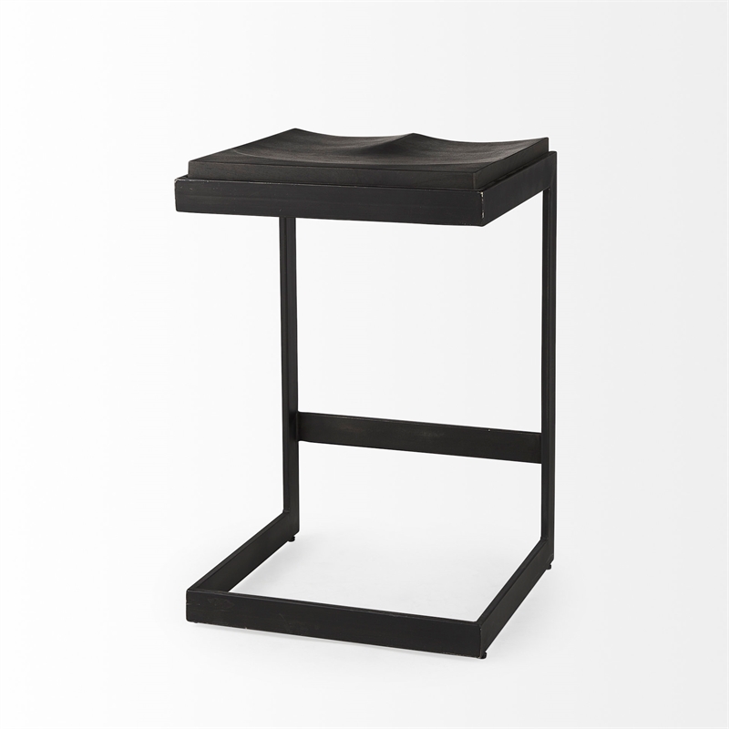 Kiran 18L x 17W x 26H Black Wood Counter Stool