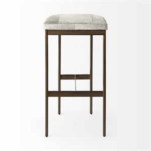 Millie 16.5L x 18.0W x 30.0H Light Gray Hair On Hide Leather Stool