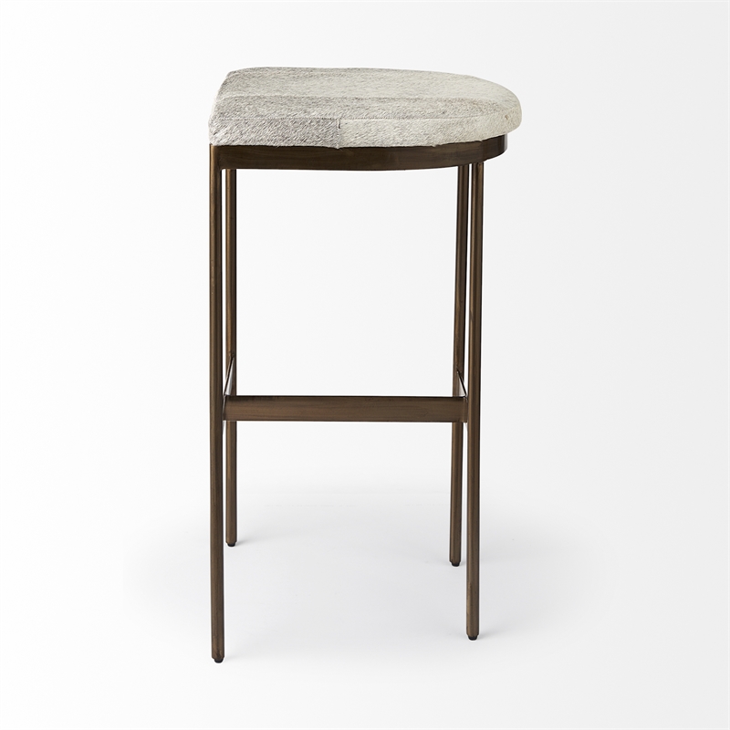 Millie 16.5L x 18.0W x 30.0H Light Gray Hair On Hide Leather Stool