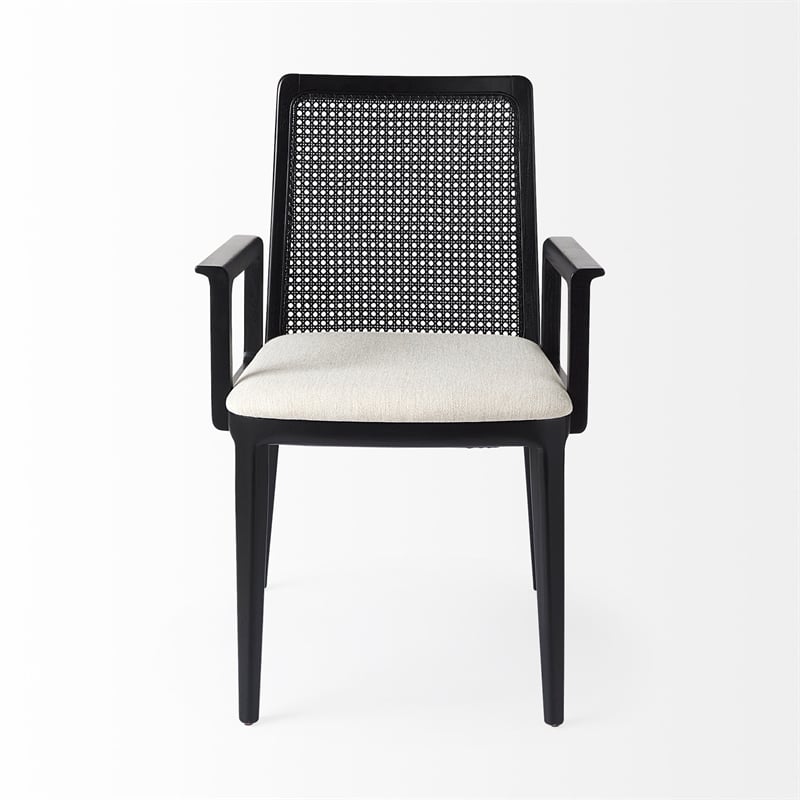 Mercana Clara Black Wood W/ Cream Fabric Seat Dining Chair