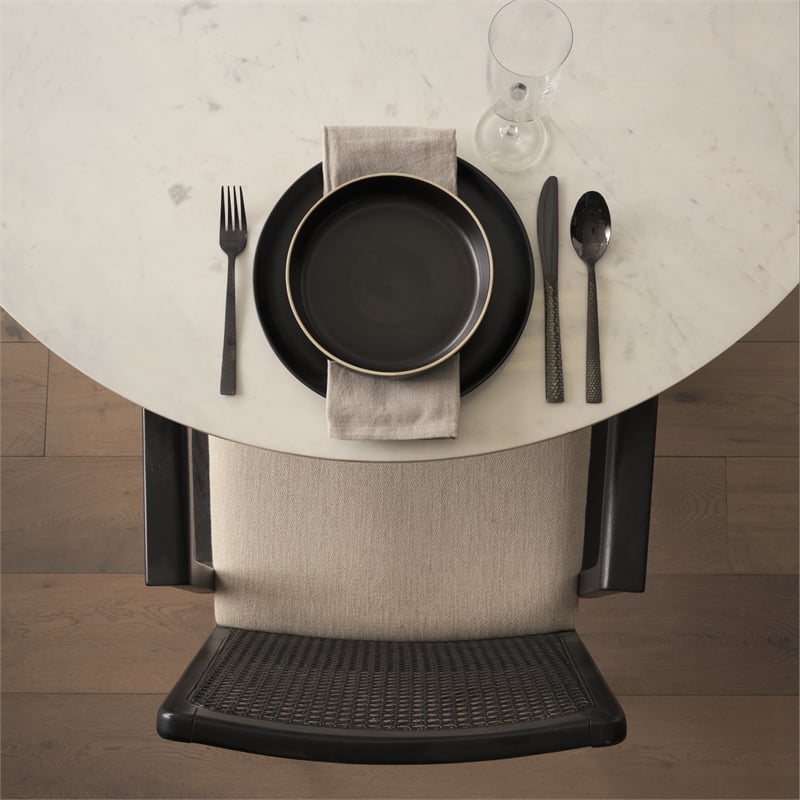 Mercana Clara Black Wood W/ Cream Fabric Seat Dining Chair